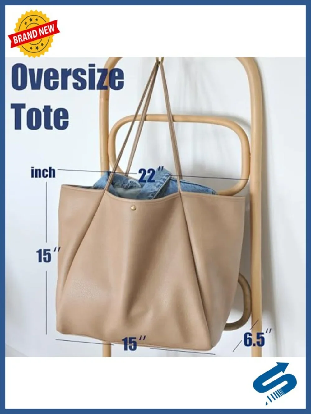 Oversize Pu Leather Tote Women Weekender Bag Shopper Handbag Travel Purse